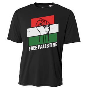 Free Palestine Flag Colors Blocks Protest Fist  Cooling Performance Crew T-Shirt