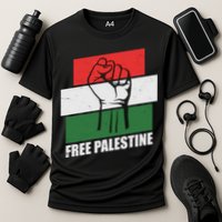 Free Palestine Flag Colors Blocks Protest Fist  Performance Shirt