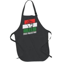 Free Palestine Flag Colors Blocks Protest Fist  Full-Length Apron With Pockets