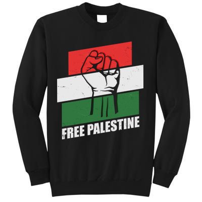 Free Palestine Flag Colors Blocks Protest Fist  Sweatshirt