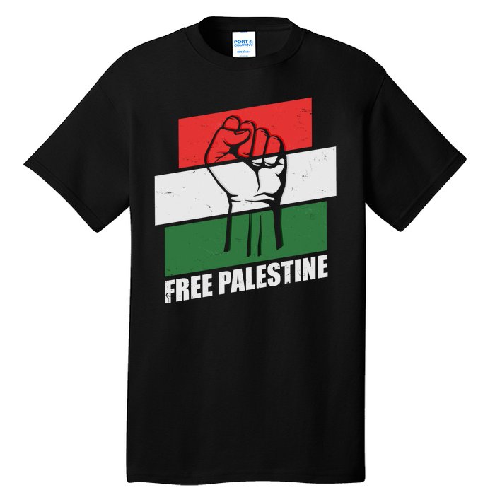 Free Palestine Flag Colors Blocks Protest Fist  Tall T-Shirt