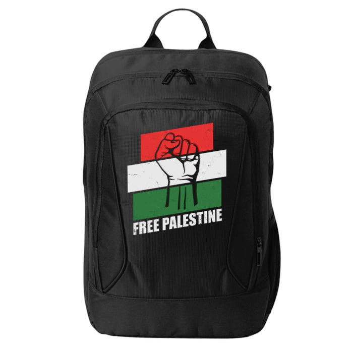 Free Palestine Flag Colors Blocks Protest Fist  City Backpack