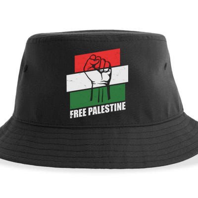 Free Palestine Flag Colors Blocks Protest Fist  Sustainable Bucket Hat