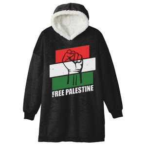 Free Palestine Flag Colors Blocks Protest Fist  Hooded Wearable Blanket