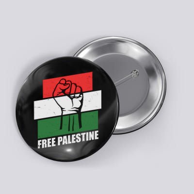 Free Palestine Flag Colors Blocks Protest Fist  Button