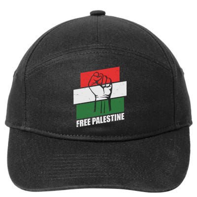 Free Palestine Flag Colors Blocks Protest Fist  7-Panel Snapback Hat