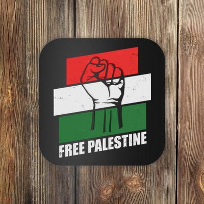 Free Palestine Flag Colors Blocks Protest Fist  Coaster