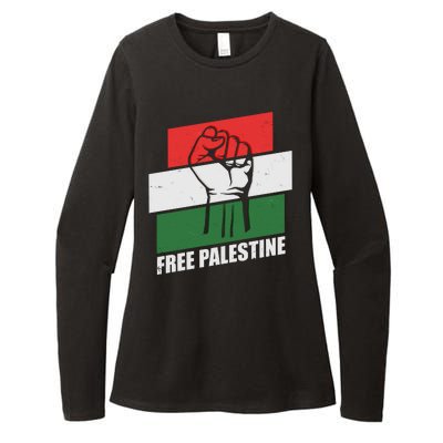 Free Palestine Flag Colors Blocks Protest Fist  Womens CVC Long Sleeve Shirt