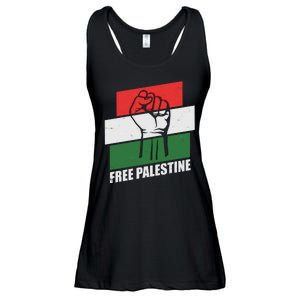 Free Palestine Flag Colors Blocks Protest Fist  Ladies Essential Flowy Tank