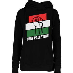 Free Palestine Flag Colors Blocks Protest Fist  Womens Funnel Neck Pullover Hood