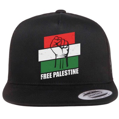 Free Palestine Flag Colors Blocks Protest Fist  Flat Bill Trucker Hat