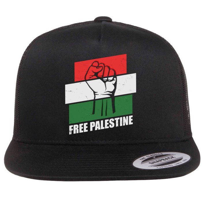 Free Palestine Flag Colors Blocks Protest Fist  Flat Bill Trucker Hat