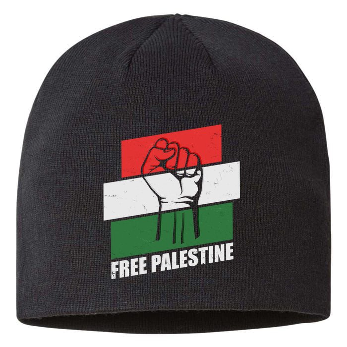 Free Palestine Flag Colors Blocks Protest Fist  Sustainable Beanie