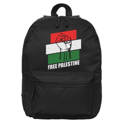 Free Palestine Flag Colors Blocks Protest Fist  16 in Basic Backpack