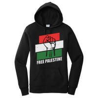 Free Palestine Flag Colors Blocks Protest Fist  Women's Pullover Hoodie