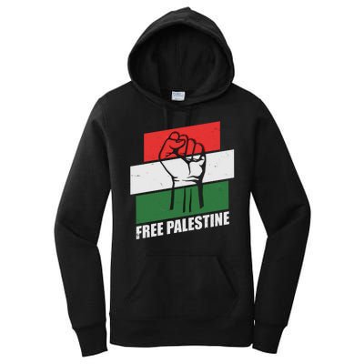 Free Palestine Flag Colors Blocks Protest Fist  Women's Pullover Hoodie