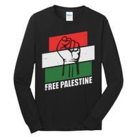 Free Palestine Flag Colors Blocks Protest Fist  Tall Long Sleeve T-Shirt