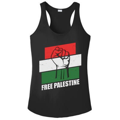 Free Palestine Flag Colors Blocks Protest Fist  Ladies PosiCharge Competitor Racerback Tank