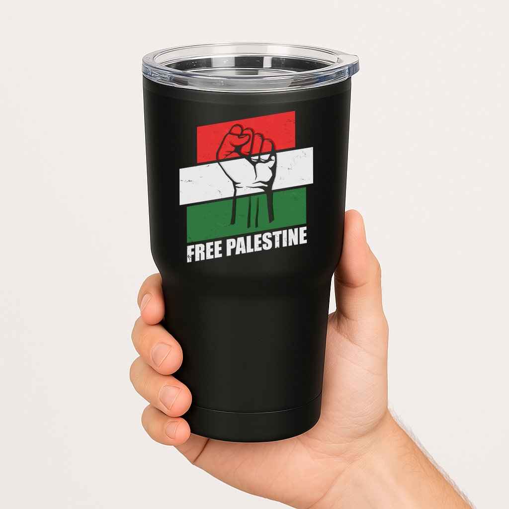 Free Palestine Flag Colors Blocks Protest Fist  Tumbler
