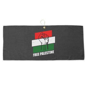 Free Palestine Flag Colors Blocks Protest Fist  Large Microfiber Waffle Golf Towel