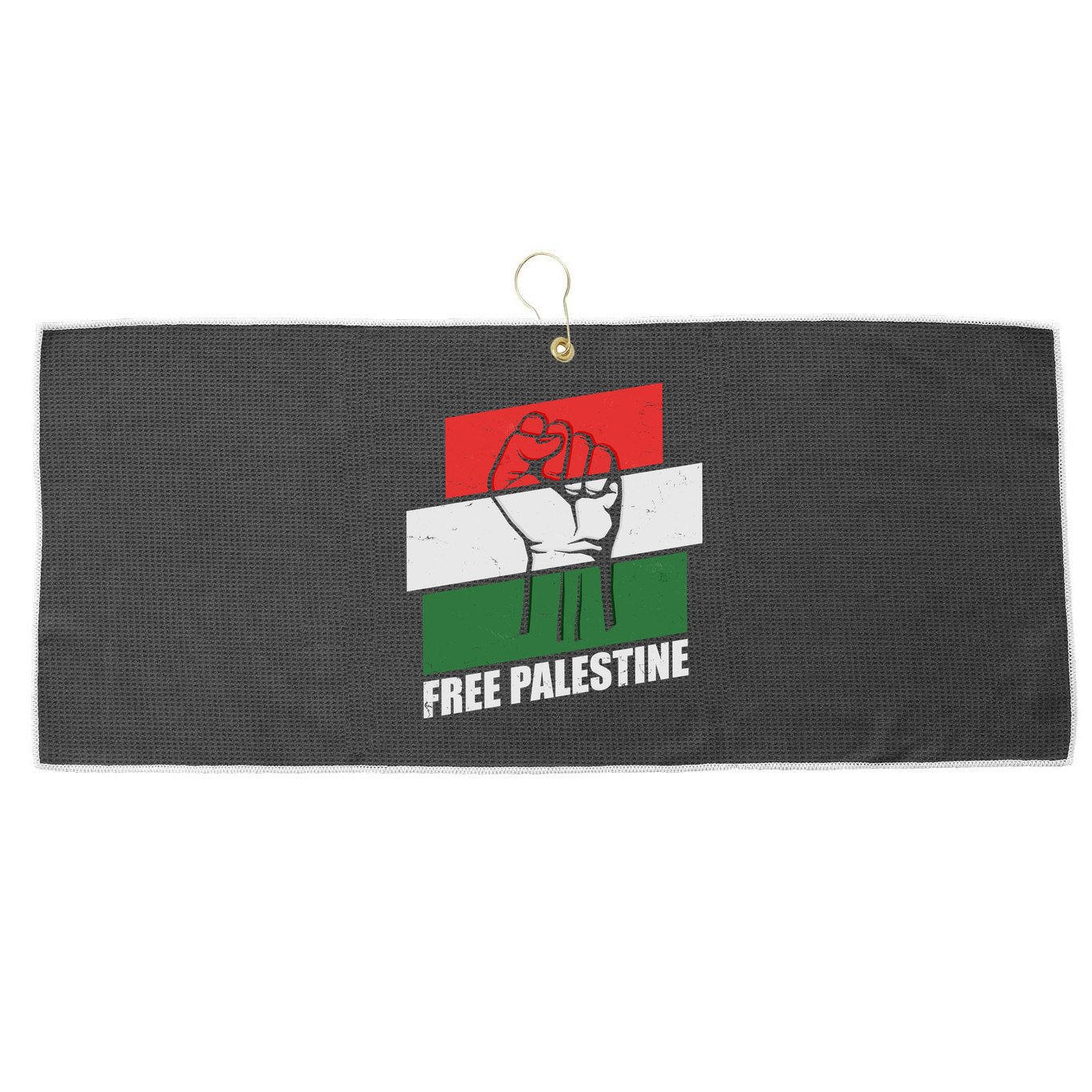 Free Palestine Flag Colors Blocks Protest Fist  Large Microfiber Waffle Golf Towel