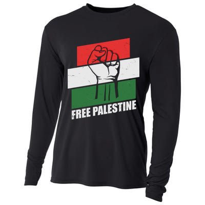 Free Palestine Flag Colors Blocks Protest Fist  Cooling Performance Long Sleeve Crew