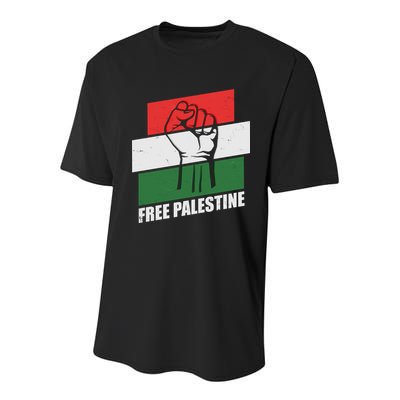 Free Palestine Flag Colors Blocks Protest Fist  Youth Performance Sprint T-Shirt