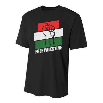 Free Palestine Flag Colors Blocks Protest Fist  Youth Performance Sprint T-Shirt