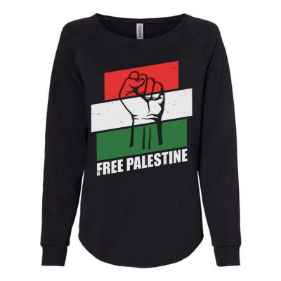 Free Palestine Flag Colors Blocks Protest Fist  Womens California Wash Sweatshirt