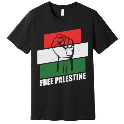 Free Palestine Flag Colors Blocks Protest Fist  Premium T-Shirt