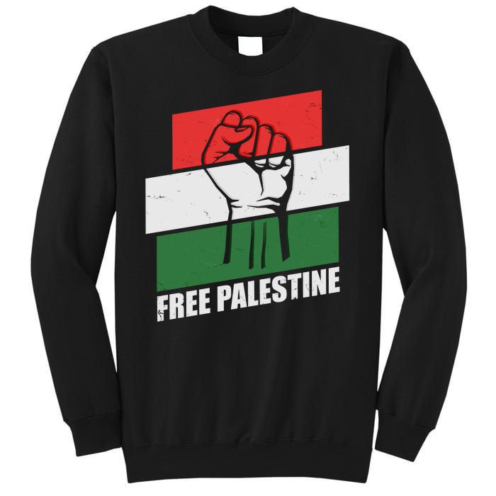 Free Palestine Flag Colors Blocks Protest Fist  Tall Sweatshirt