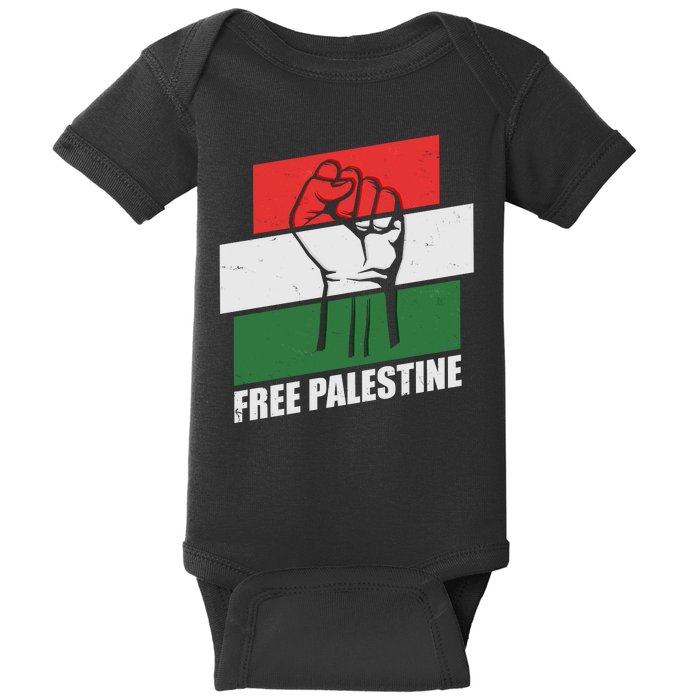 Free Palestine Flag Colors Blocks Protest Fist  Baby Bodysuit