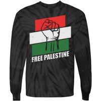 Free Palestine Flag Colors Blocks Protest Fist  Tie-Dye Long Sleeve Shirt