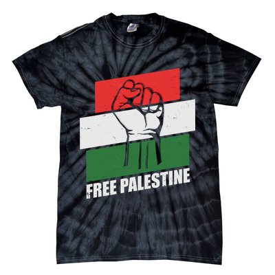 Free Palestine Flag Colors Blocks Protest Fist  Tie-Dye T-Shirt