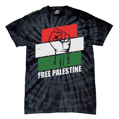 Free Palestine Flag Colors Blocks Protest Fist  Tie-Dye T-Shirt