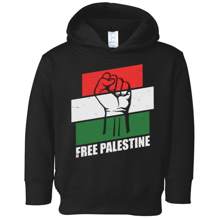 Free Palestine Flag Colors Blocks Protest Fist  Toddler Hoodie