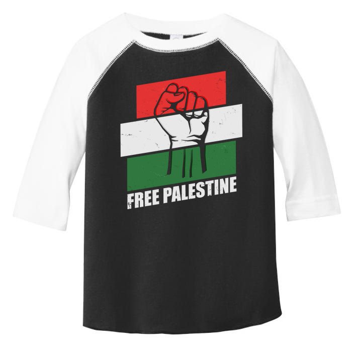 Free Palestine Flag Colors Blocks Protest Fist  Toddler Fine Jersey T-Shirt