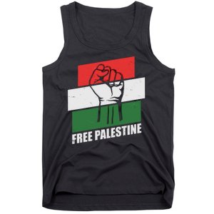 Free Palestine Flag Colors Blocks Protest Fist  Tank Top