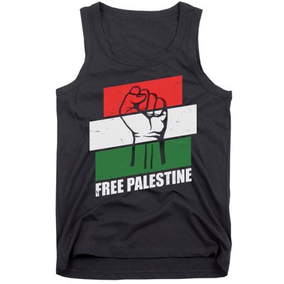 Free Palestine Flag Colors Blocks Protest Fist  Tank Top