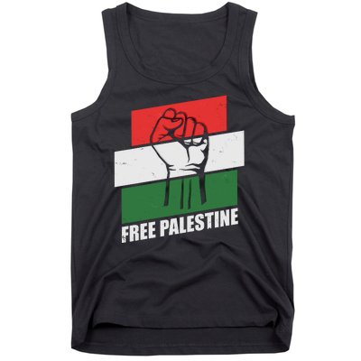 Free Palestine Flag Colors Blocks Protest Fist  Tank Top