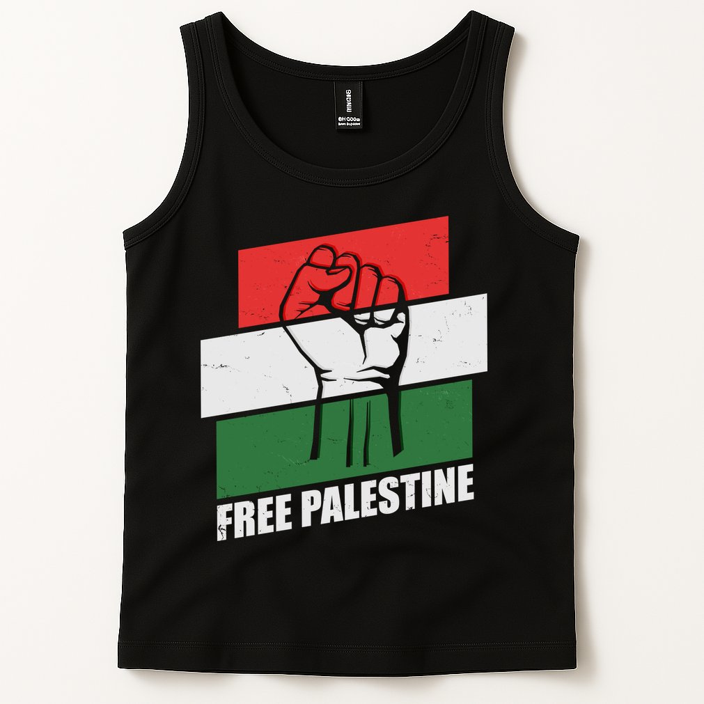 Free Palestine Flag Colors Blocks Protest Fist  Tank Top