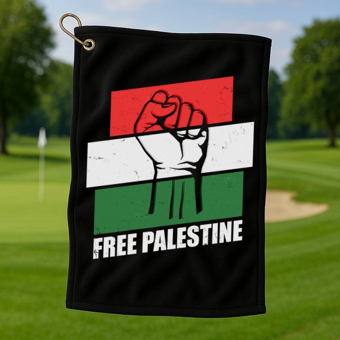 Free Palestine Flag Colors Blocks Protest Fist  Golf Towel