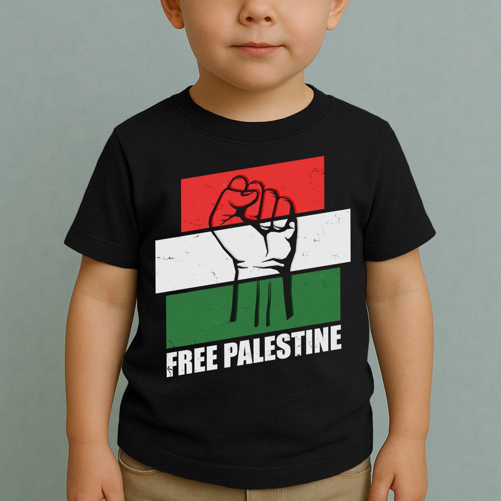 Free Palestine Flag Colors Blocks Protest Fist  Toddler T-Shirt