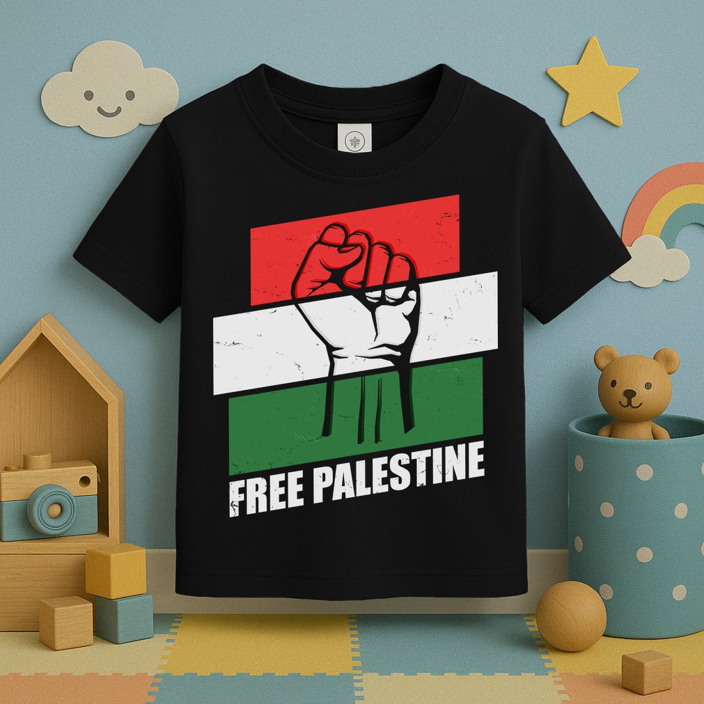 Free Palestine Flag Colors Blocks Protest Fist  Toddler T-Shirt