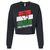 Free Palestine Flag Colors Blocks Protest Fist  Cropped Pullover Crew