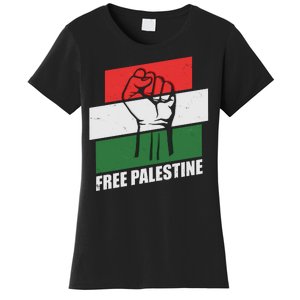 Free Palestine Flag Colors Blocks Protest Fist  Women's T-Shirt