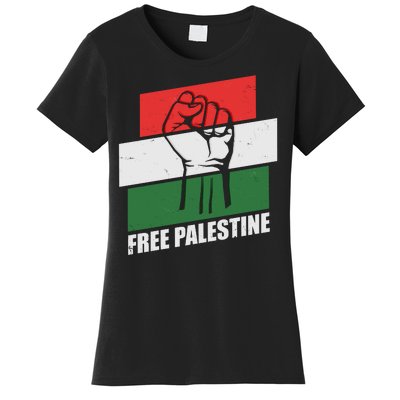 Free Palestine Flag Colors Blocks Protest Fist  Women's T-Shirt