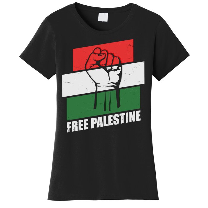 Free Palestine Flag Colors Blocks Protest Fist  Women's T-Shirt