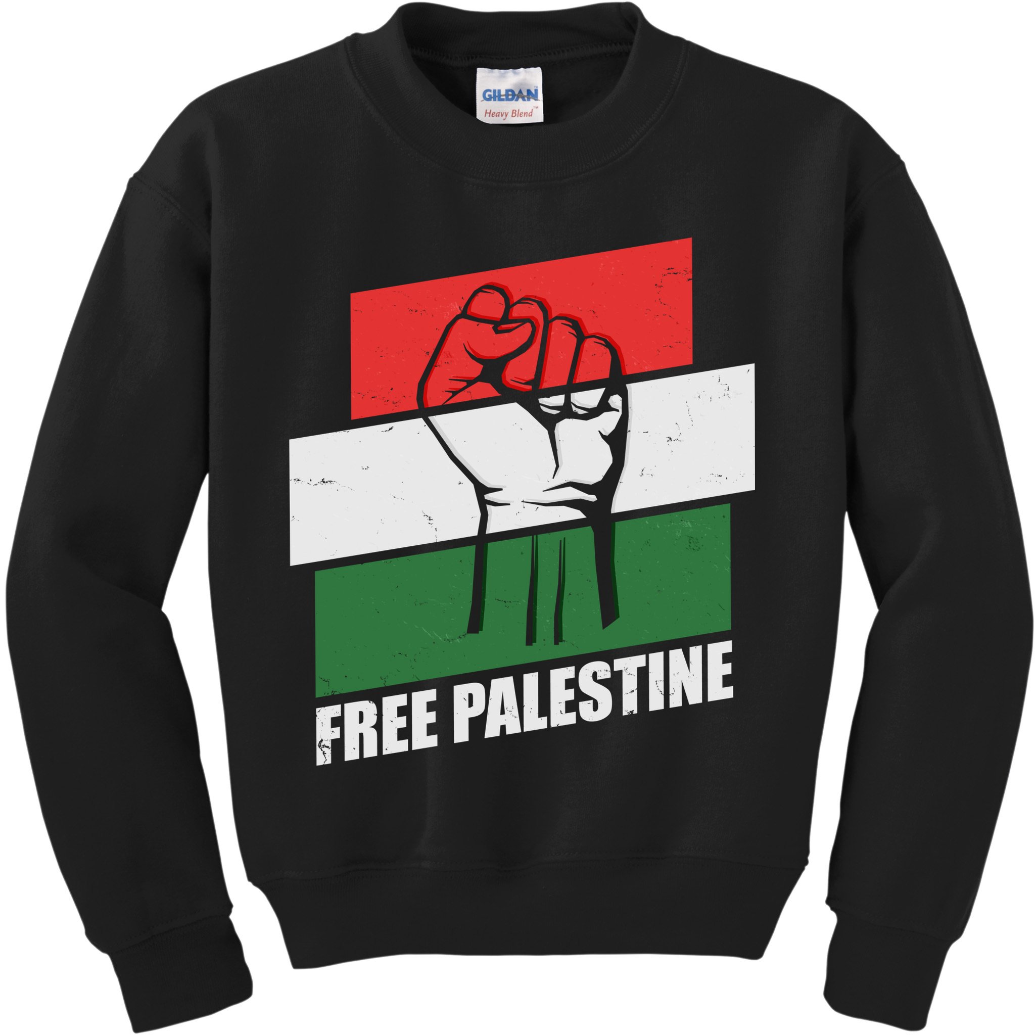 Free Palestine Flag Colors Blocks Protest Fist  Kids Sweatshirt