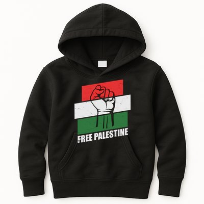 Free Palestine Flag Colors Blocks Protest Fist  Kids Hoodie